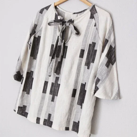 Ace & Jig Beatrice Blouse Top Mural Size M Reversible Cotton Lagenlook Rare $260 - Picture 6 of 16